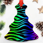 Rainbow Zebra Christmas Tree Ornament (Two Sides)