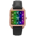 Rainbow Zebra Rose Gold Leather Watch 