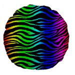 Rainbow Zebra Large 18  Premium Flano Round Cushion 