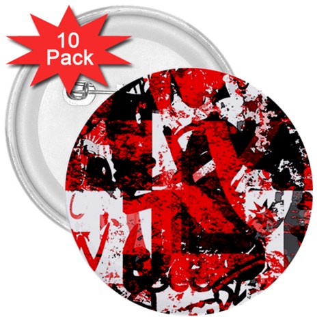 Red Graffiti 3  Button (10 pack) from ArtsNow.com Front