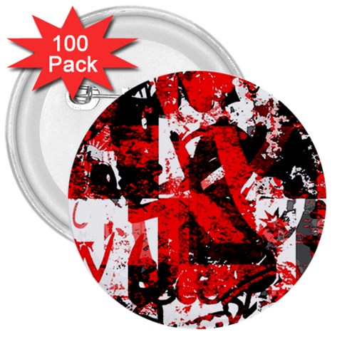 Red Graffiti 3  Button (100 pack) from ArtsNow.com Front