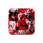 Red Graffiti Rubber Coaster (Square)