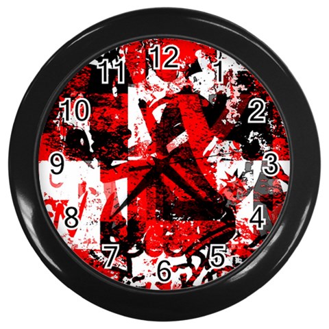 Red Graffiti Wall Clock (Black) from ArtsNow.com Front