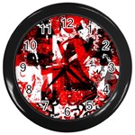 Red Graffiti Wall Clock (Black)