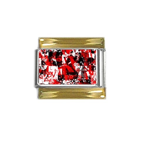 Red Graffiti Gold Trim Italian Charm (9mm) from ArtsNow.com Front