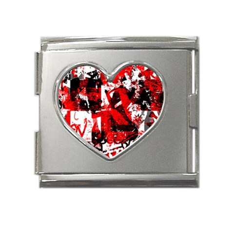 Red Graffiti Mega Link Heart Italian Charm (18mm) from ArtsNow.com Front