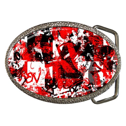 Red Graffiti Belt Buckle from ArtsNow.com Front
