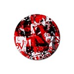 Red Graffiti Rubber Coaster (Round)
