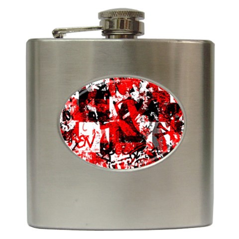 Red Graffiti Hip Flask (6 oz) from ArtsNow.com Front