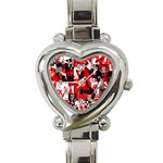 Red Graffiti Heart Italian Charm Watch