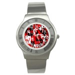 Red Graffiti Stainless Steel Watch