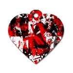 Red Graffiti Dog Tag Heart (One Side)