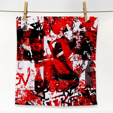 Red Graffiti Face Towel from ArtsNow.com Front