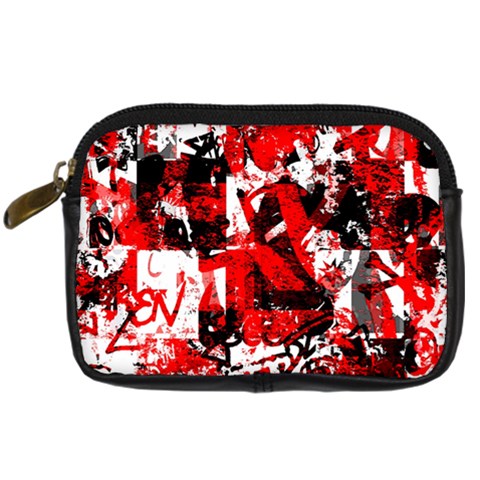 Red Graffiti Digital Camera Leather Case from ArtsNow.com Front