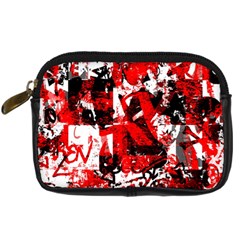 Red Graffiti Digital Camera Leather Case from ArtsNow.com Front
