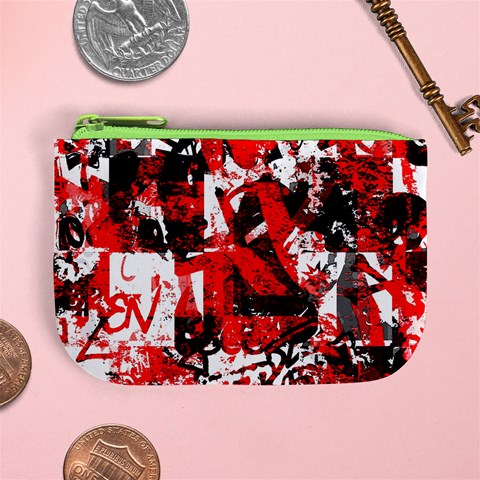 Red Graffiti Mini Coin Purse from ArtsNow.com Front