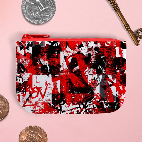 Red Graffiti Mini Coin Purse from ArtsNow.com Front
