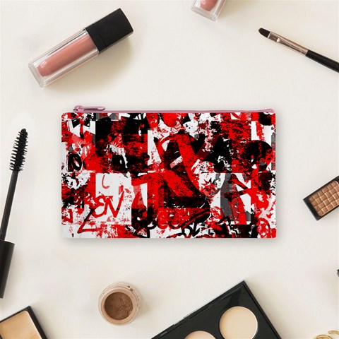 Red Graffiti Cosmetic Bag (Small) from ArtsNow.com Front