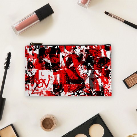 Red Graffiti Cosmetic Bag (Small) from ArtsNow.com Front