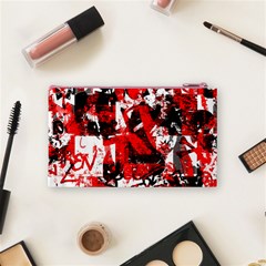 Red Graffiti Cosmetic Bag (Small) from ArtsNow.com Back
