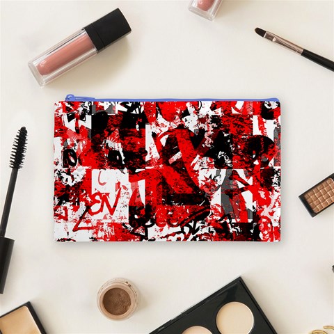 Red Graffiti Cosmetic Bag (Medium) from ArtsNow.com Front