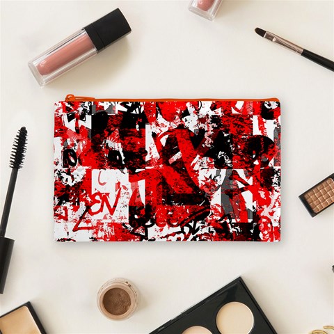 Red Graffiti Cosmetic Bag (Medium) from ArtsNow.com Front
