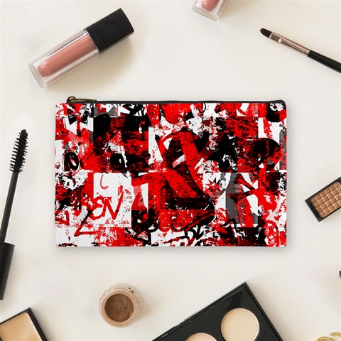 Red Graffiti Cosmetic Bag (Medium) from ArtsNow.com Front
