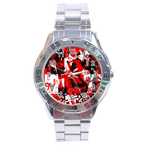 Red Graffiti Stainless Steel Analogue Watch from ArtsNow.com Front