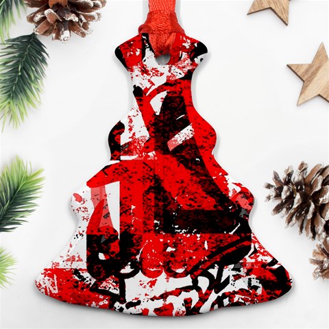 Red Graffiti Christmas Tree Ornament (Two Sides) from ArtsNow.com Front