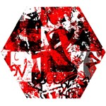 Red Graffiti Wooden Puzzle Hexagon