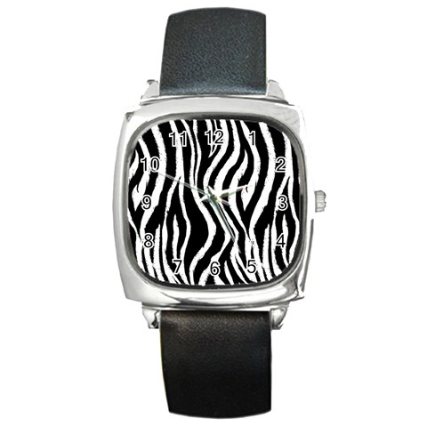 Zebra Pattern Square Metal Watch from ArtsNow.com Front