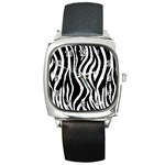 Zebra Pattern Square Metal Watch