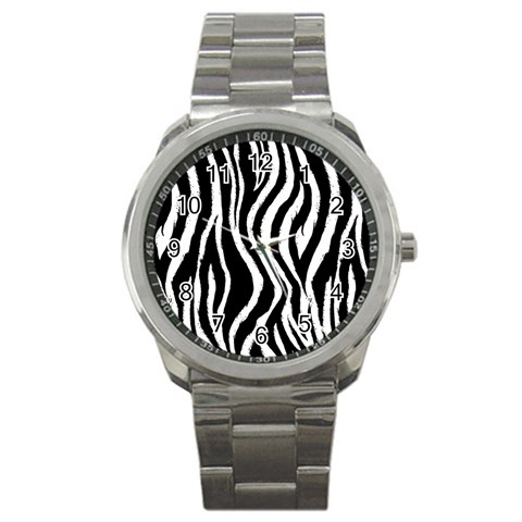 Zebra Pattern Sport Metal Watch from ArtsNow.com Front