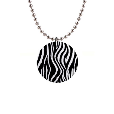Zebra Pattern 1  Button Necklace from ArtsNow.com Front