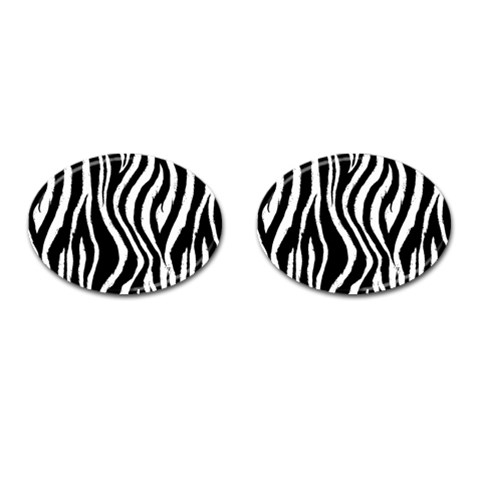 Zebra Pattern Cufflinks (Oval) from ArtsNow.com Front(Pair)