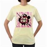 Cartoon Skull Women s Yellow T-Shirt