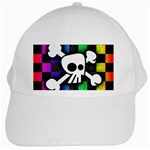 Checker Rainbow Skull White Cap