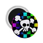 Checker Rainbow Skull 2.25  Magnet