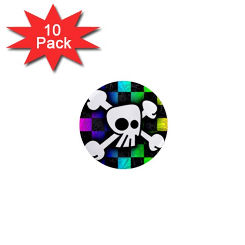 Checker Rainbow Skull 1  Mini Magnet (10 pack)  from ArtsNow.com Front