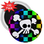 Checker Rainbow Skull 3  Magnet (100 pack)