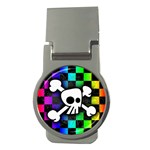 Checker Rainbow Skull Money Clip (Round)