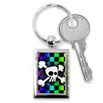 Checker Rainbow Skull Key Chain (Rectangle)