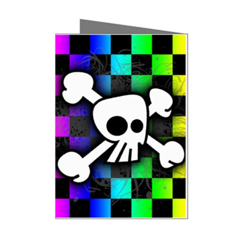 Checker Rainbow Skull Mini Greeting Cards (Pkg of 8) from ArtsNow.com Left