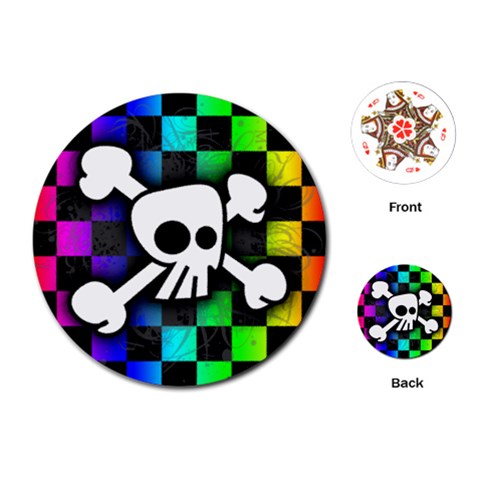Checker Rainbow Skull Playing Cards Single Design (Round) from ArtsNow.com Front