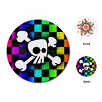 Checker Rainbow Skull Playing Cards Single Design (Round)