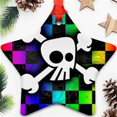 Checker Rainbow Skull Star Ornament (Two Sides) from ArtsNow.com Back