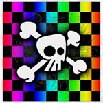 Checker Rainbow Skull Canvas 16  x 16 