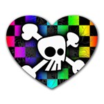 Checker Rainbow Skull Heart Mousepad