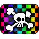 Checker Rainbow Skull Double Sided Fleece Blanket (Mini)