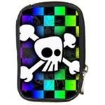 Checker Rainbow Skull Compact Camera Leather Case